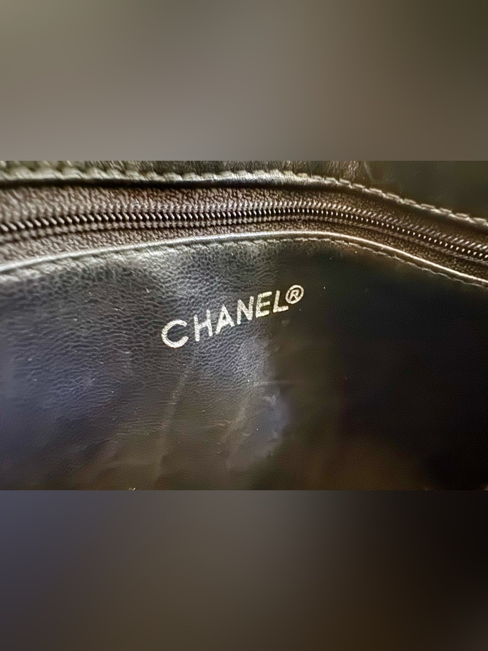 CHANEL Vintage Small Shopper Tote Shoulder Bag Black Lambskin + COA - Picture 8 of 14